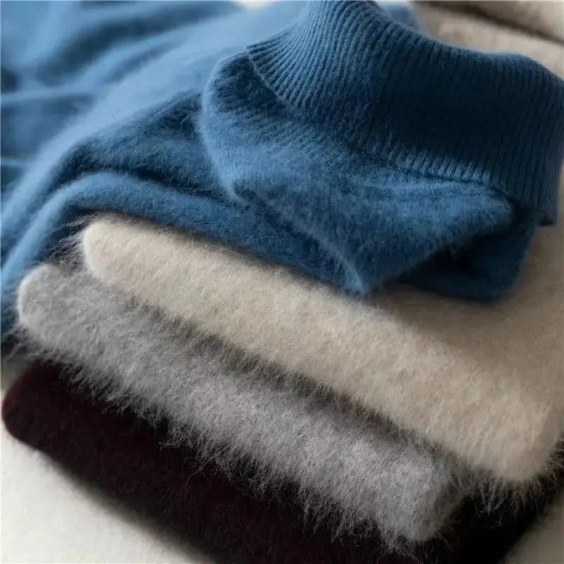 100% Male Mink Cashmere Sweater Solid Color Turtleneck Thick Autumn And Winter Loose Large Size Turtleneck Wool Bottoming Shirt JNi3 shop