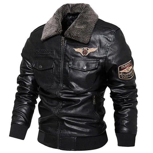 Fleece Fur Collar Windbreaker Coat Male Pu Jacket Men Thick Warm Cashmere Military Bomber Tactical Leather Jackets Mens Outwear JNi3 shop