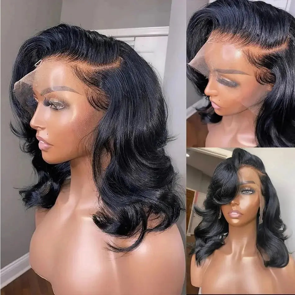 Body Wave Human Hair Short Bob Wig 13x6 HD Transparent  Lace Frontal Wigs 360 HD Full Lace Human Hair Wig Pre-Plucked JNi3 shop