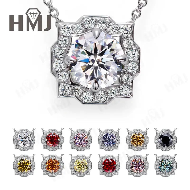 Silver Pendant Necklace for Women 1CT 2CT D Color Moissanite with GRA Certificate 925 Sterling Silver Wedding Necklace Gift JNi3 shop