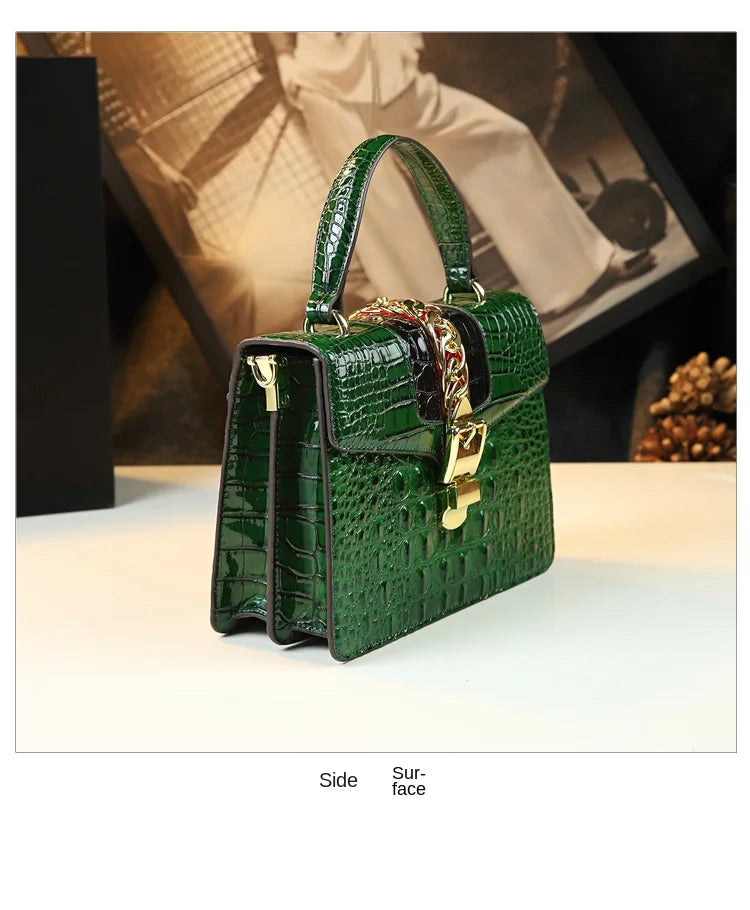 Genuine Leather Shoulder Crossbody Bag Crocodile Small Hard Square Portable Messenger Bags
