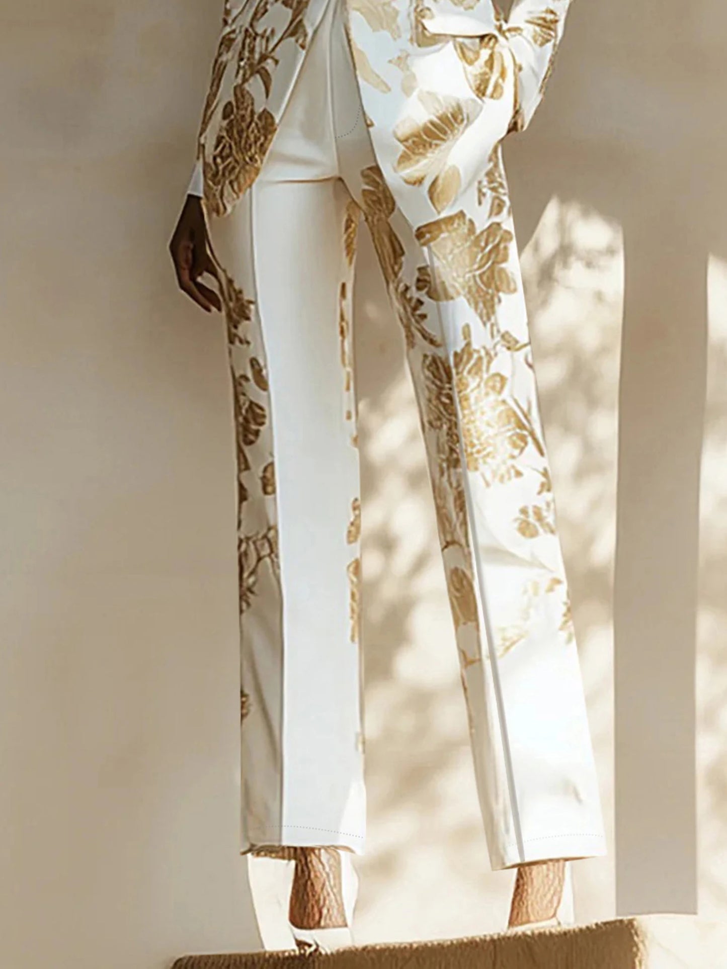 Elegant Fashion Casual Glamorous Long Pants with Exquisite Print Design, Satin Stylish Trousers, Available in all seasons