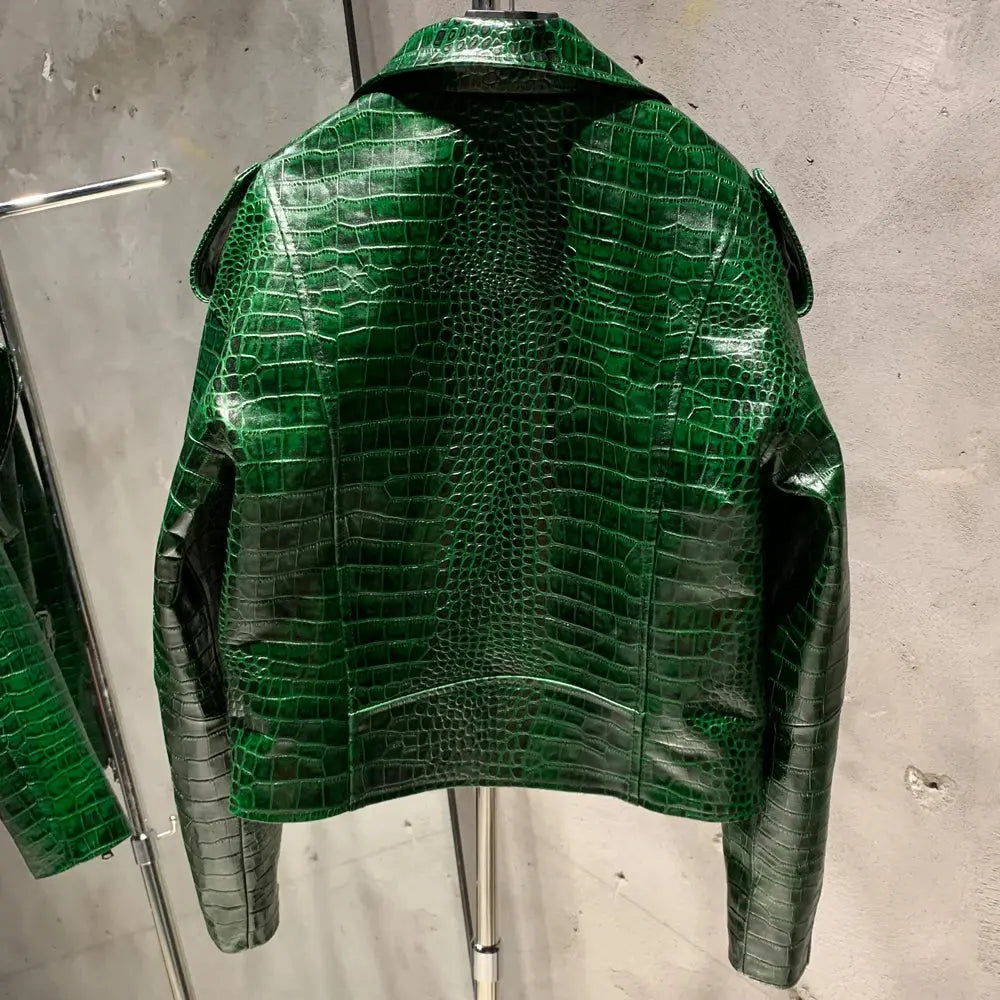 Crocdile Leather Bomber Ladies Real Sheepskin Coat Genuine Sheep Leather Biker Jacket 20325 JNi3 shop