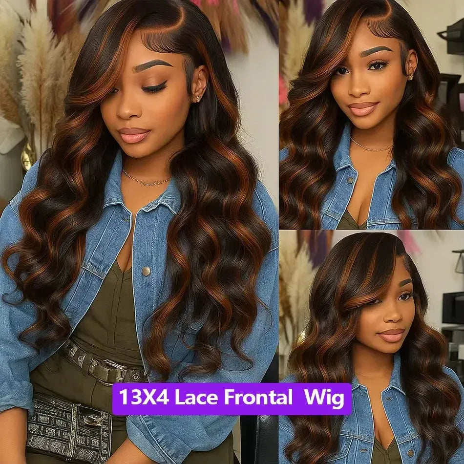 Body Wave HD Lace Front Human Hair Wigs Brazilian FB/30 Ombre Highlight Brown Colored 13x6 Lace FullFrontal Wig Human Hair JNi3 shop