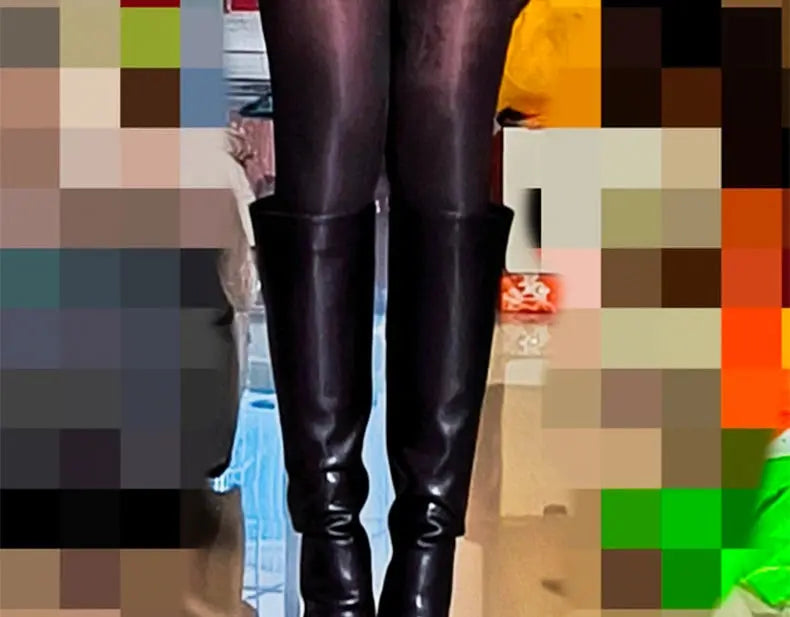 Ods Luxury Designer Sexy Pointed Toe Pole Knee High Brown Black Leather Red Sole Botas Mujer Boots For Women 8 10cm Big JNi3 shop