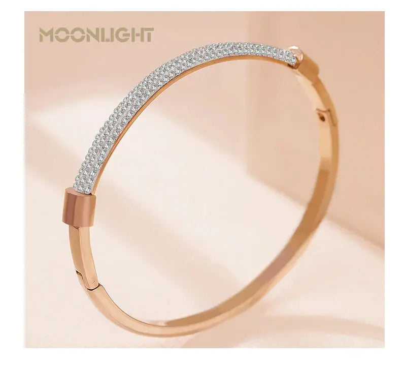 MOONLIGHT Fashion Cubic Zirconia Cuff Bangles for Women Trendy Titanium Steel Circular Classic Bracelet Female Jewelry Gift JNi3 shop