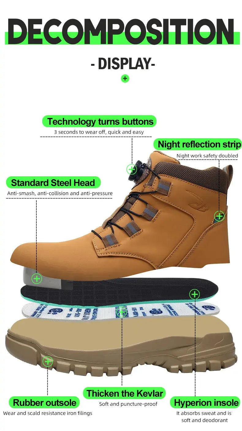 Waterproof Safety Boots Men Indestructible Steel Toe Work Boots Anti-smash Stab-resistant Safety Shoes Biker Botas Para Hombre JNi3 shop