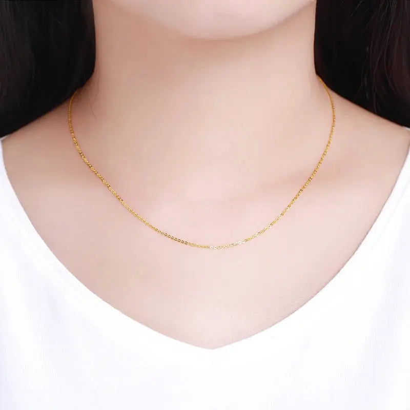 Real 18K Solid Gold Chain Necklace For Women,18 Inch Au750 Yellow Gold Necklace Wife Mother Girls Birthday Gift JNi3 shop