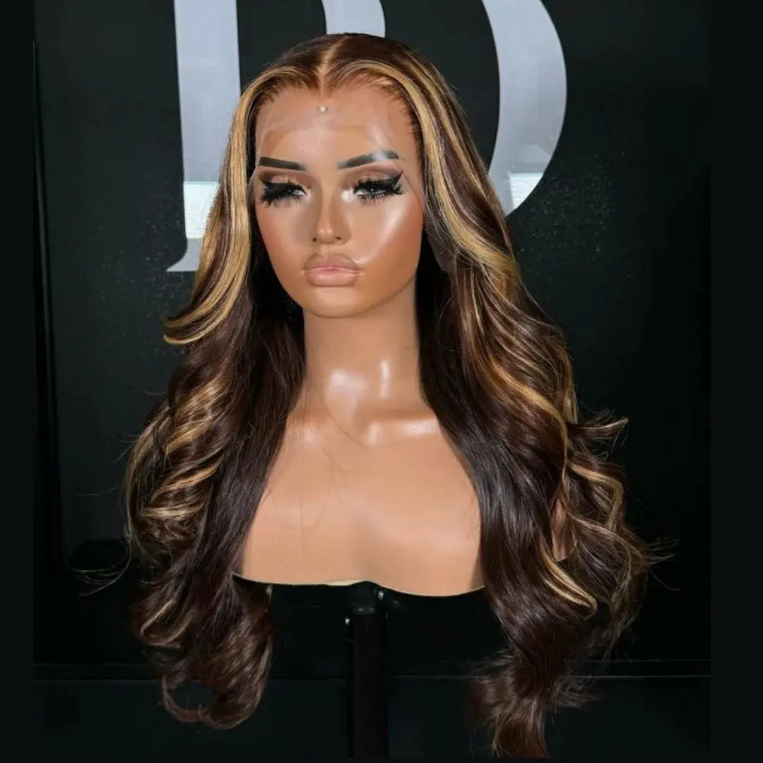 13x6 Reddish Brown Women's Wigs Synthetic Lace Front Wig Red Body Wave Lace Frontal Wig Glueless Pre Plucked With Baby Hair Wig JNi3 shop