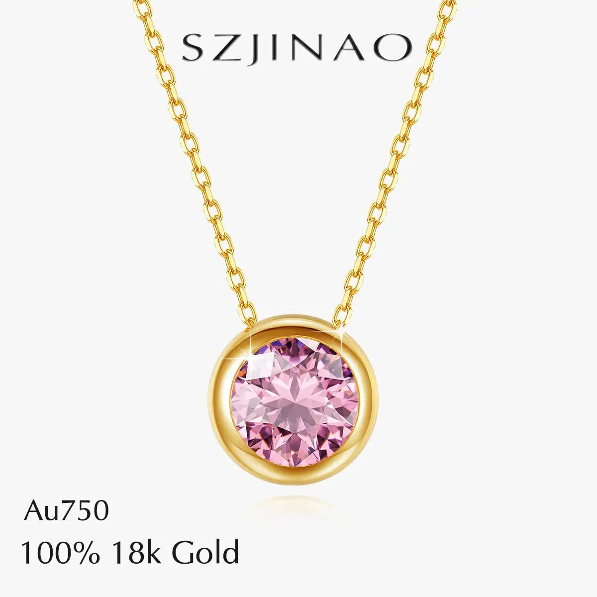 Real 18k Gold Necklace GRA Pink Moissanite Diamond Pendant 0.5ct/1ct Pure AU750 Fine Jewelry Wedding Anniversary Gift for Women JNi3 shop