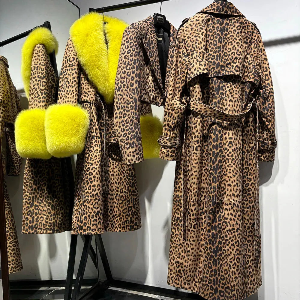 Women's Real Leather Trench Coat Long High Quality Windbreak Oversized JNi3 shop