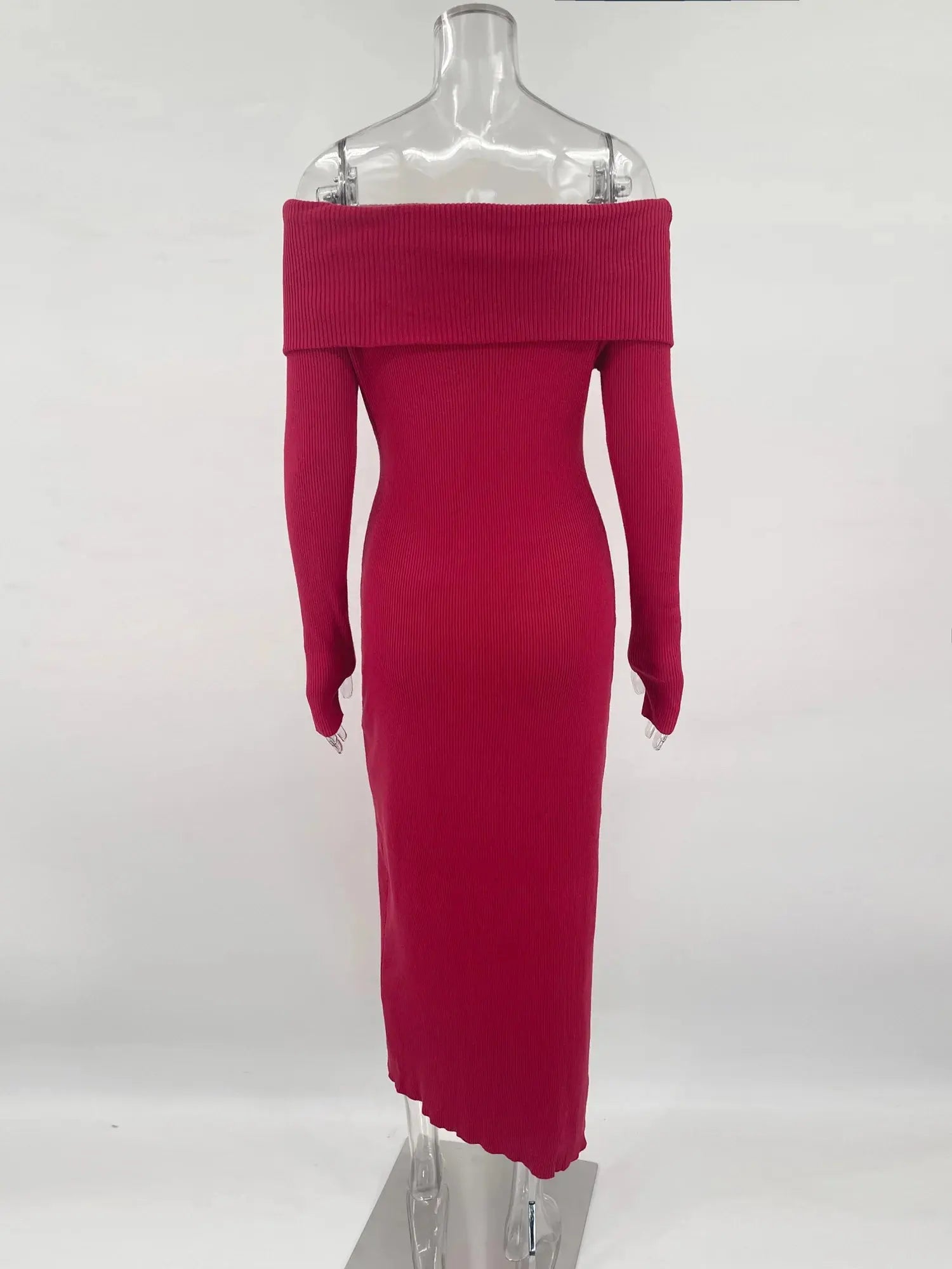 Tossy Fashion Knit Long Dress Off-Shoulder Female Ribbed Loose High Waist Elegant Autumn Party Dress Ladies Knitwear Maxi Dress JNi3 shop