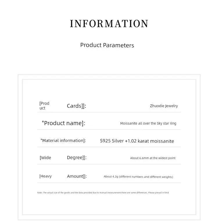 Sterling Silver White Gold Plated Pave Moissanite Ring Women's Wide Diamond Stackable Ring Affordable Luxury Style Fancy Starry Diamond Ring JNi3 shop