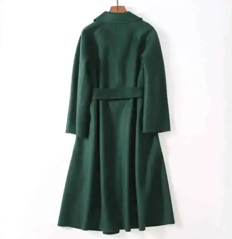 LANMREM 2025 High-End Water Ripple Double-Sided Wool Coat | Long Robe-Style