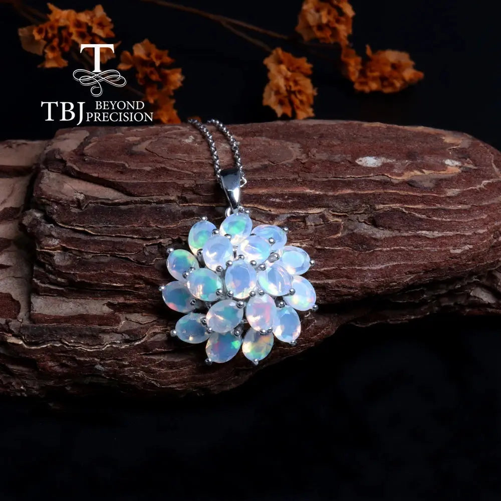 Luxury 4.2ct opal pendant 45cm necklace Pure 925 Silver natural ethiopia gemstones fine jewelry for women anniversary party gift JNi3 shop