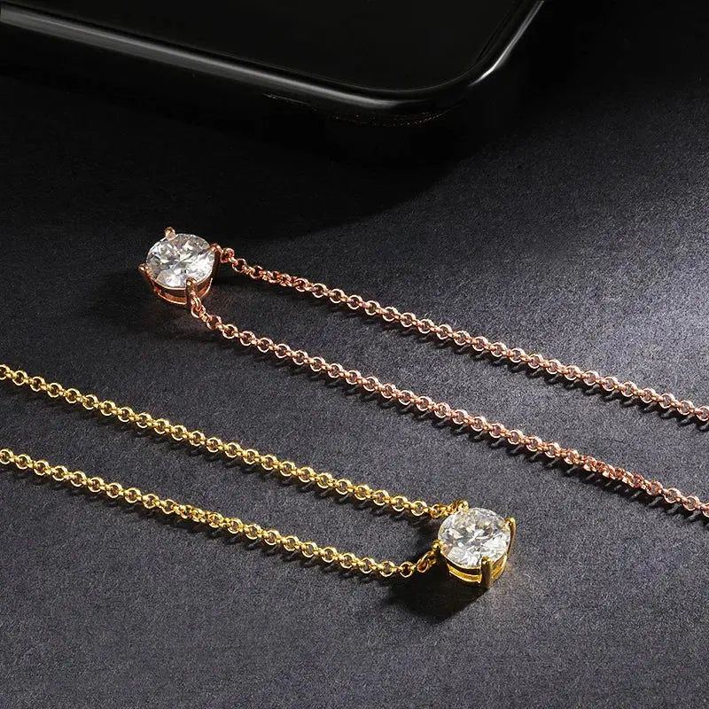 EWYA Luxury 1/2/3/5CT Real D Color Moissanite Pendant Necklace For Women Men 925 Silver Plated 18K Bridal Neck Fine Jewelry Gift JNi3 shop