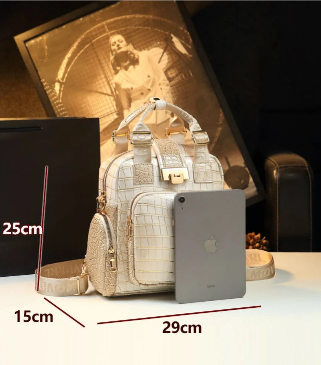 Luxury Designer Brand New High Quality Cowhide Backpack Female Fashion Large Capacity Hand Bill Shoulder Multi-functional Bag