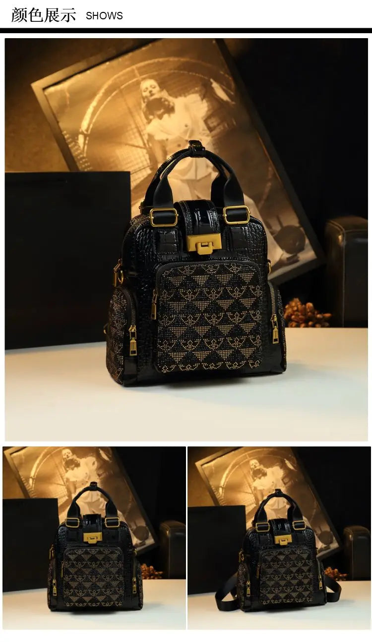 Luxury Designer Brand New High Quality Cowhide Backpack Female Fashion Large Capacity Hand Bill Shoulder Multi-functional Bag