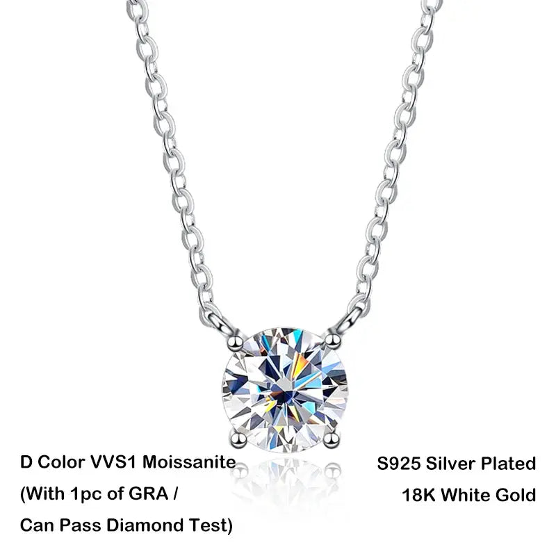 EWYA Luxury 1/2/3/5CT Real D Color Moissanite Pendant Necklace For Women Men 925 Silver Plated 18K Bridal Neck Fine Jewelry Gift JNi3 shop