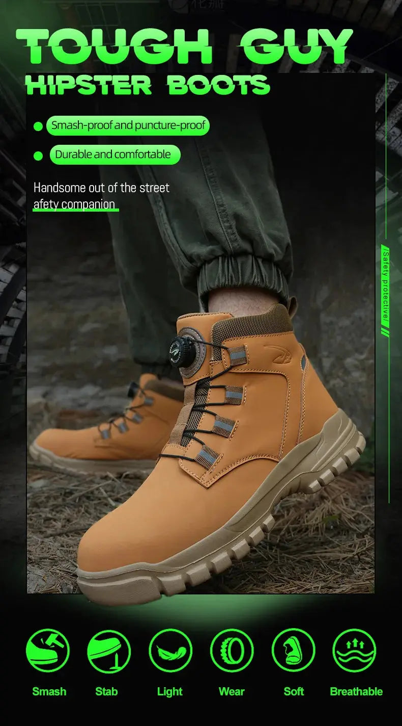 Waterproof Safety Boots Men Indestructible Steel Toe Work Boots Anti-smash Stab-resistant Safety Shoes Biker Botas Para Hombre JNi3 shop