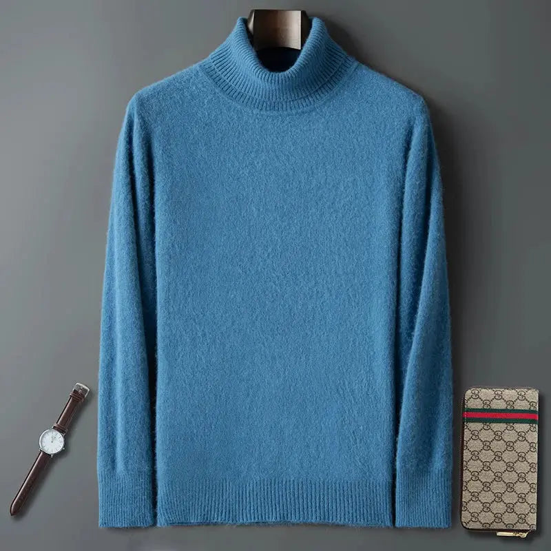 100% Male Mink Cashmere Sweater Solid Color Turtleneck Thick Autumn And Winter Loose Large Size Turtleneck Wool Bottoming Shirt JNi3 shop
