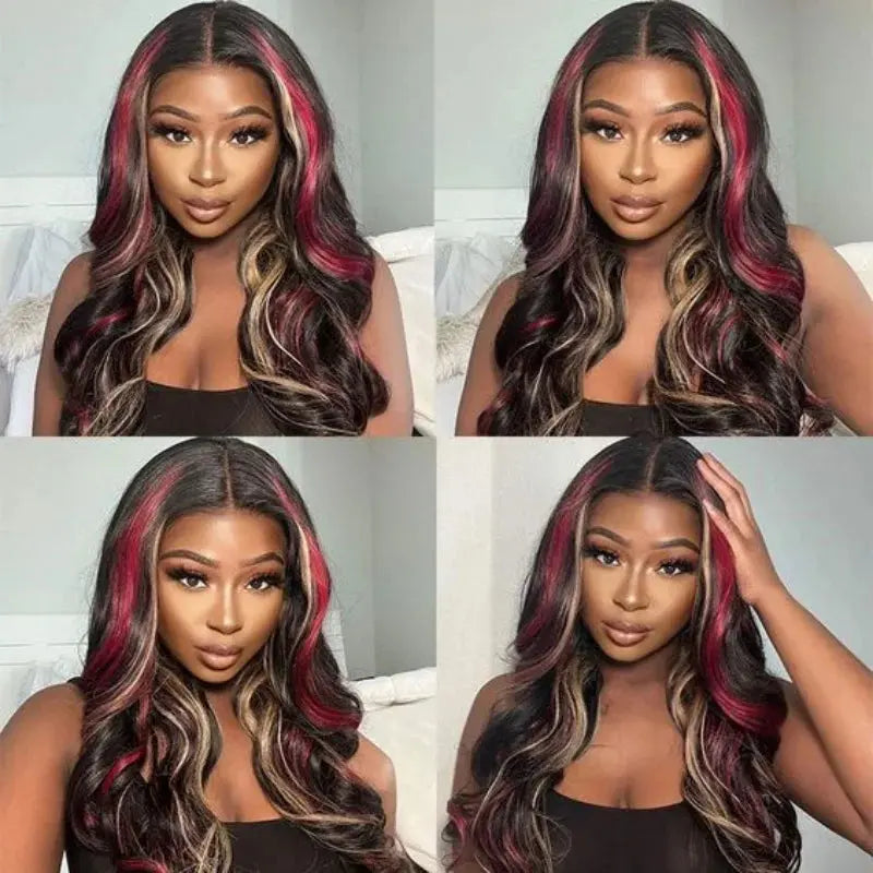 13x6 Reddish Brown Women's Wigs Synthetic Lace Front Wig Red Body Wave Lace Frontal Wig Glueless Pre Plucked With Baby Hair Wig JNi3 shop