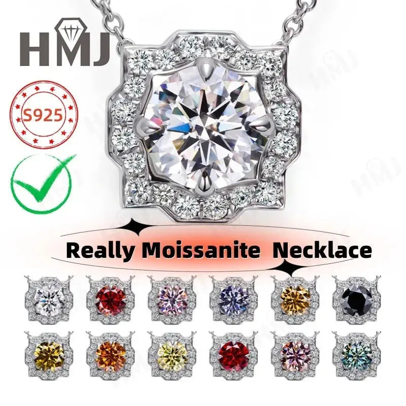 Silver Pendant Necklace for Women 1CT 2CT D Color Moissanite with GRA Certificate 925 Sterling Silver Wedding Necklace Gift JNi3 shop