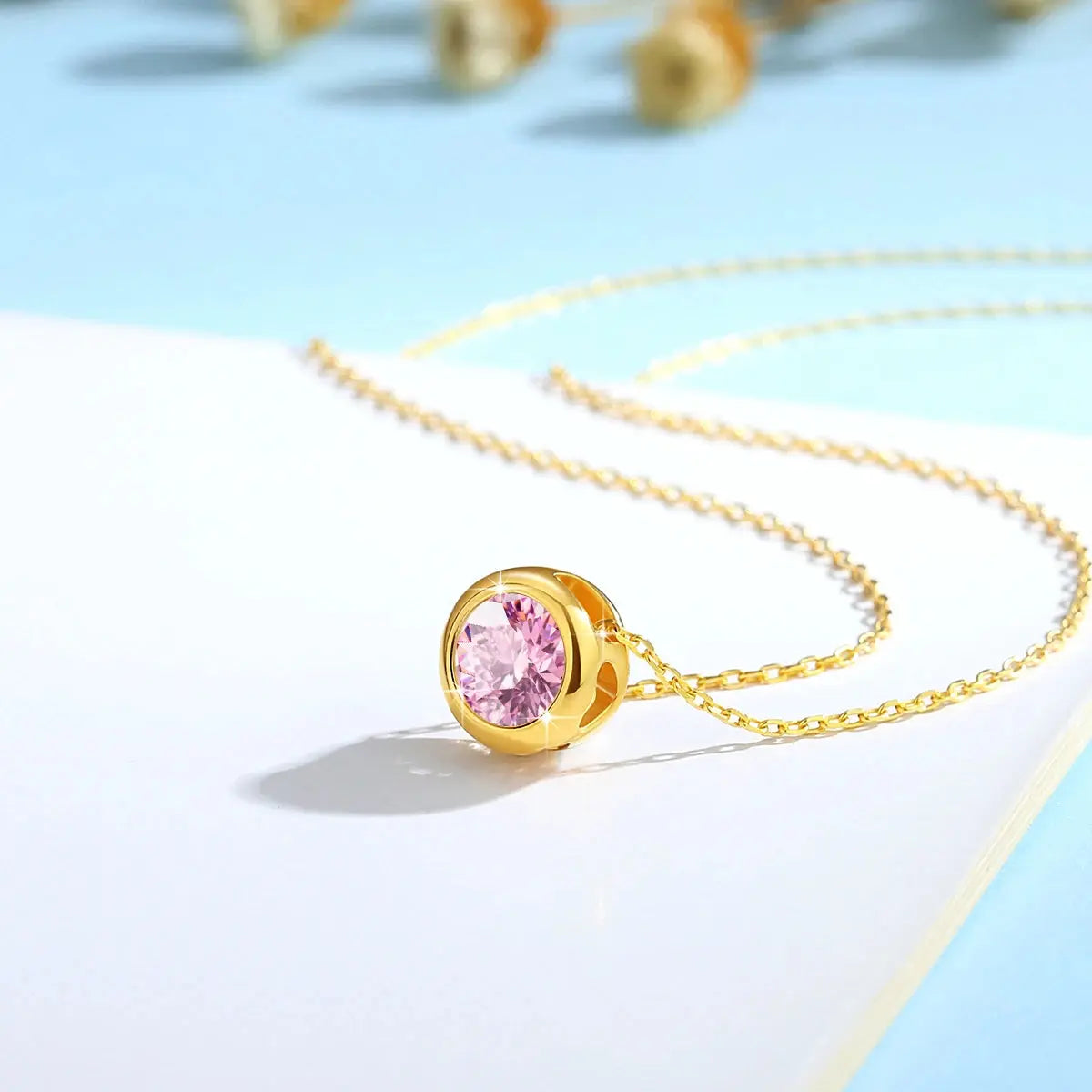 Real 18k Gold Necklace GRA Pink Moissanite Diamond Pendant 0.5ct/1ct Pure AU750 Fine Jewelry Wedding Anniversary Gift for Women JNi3 shop