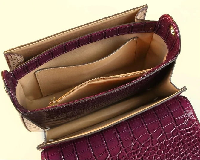 Luxury Designer Genuine Cowhide Leather Brand New High Quality Alligator pattern Shoulder Crossbody Bag Women's Handbag Square