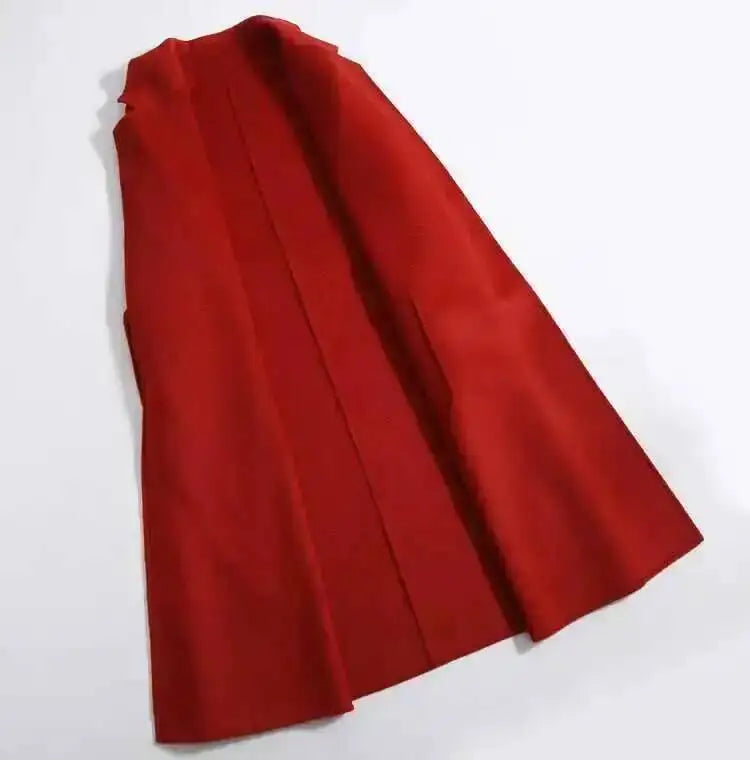 LANMREM 2025 High-End Water Ripple Double-Sided Wool Coat | Long Robe-Style