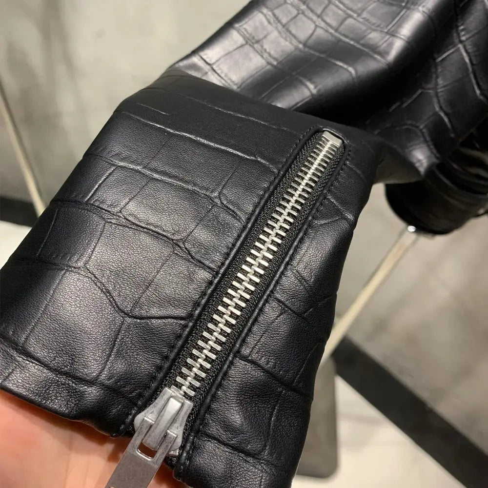 Crocdile Leather Bomber Ladies Real Sheepskin Coat Genuine Sheep Leather Biker Jacket 20325 JNi3 shop