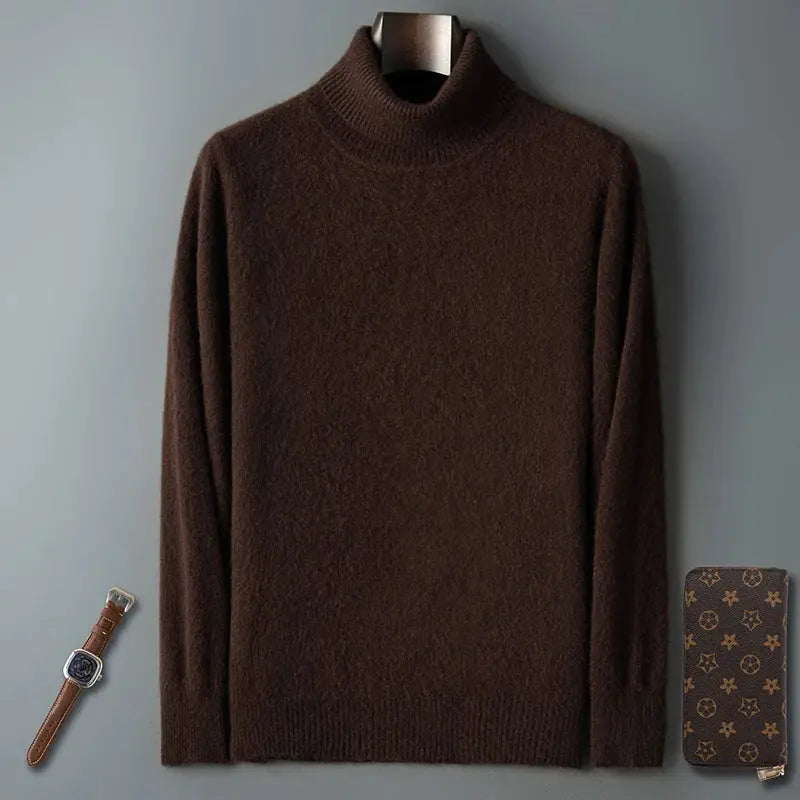 100% Male Mink Cashmere Sweater Solid Color Turtleneck Thick Autumn And Winter Loose Large Size Turtleneck Wool Bottoming Shirt JNi3 shop