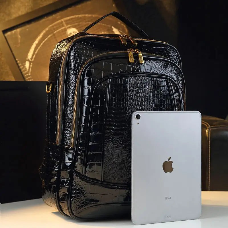 Luxury Brand Shiny Crocodile Backpacks Men's and Women's Backpacks New Fashion Large Capacity Travel Backpacks