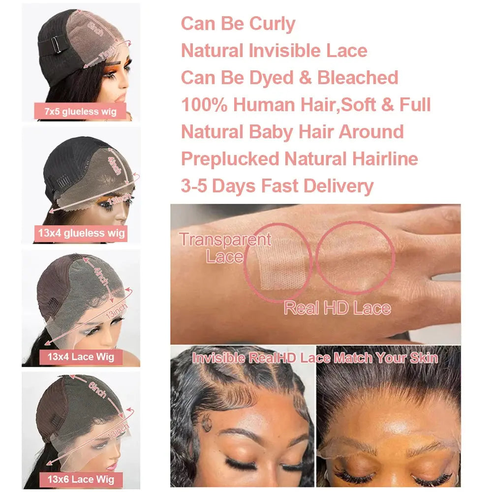 13x6 Short Curly Bob Deep Water Wave Lace Frontal Wigs 7x5 Glueless Wig 100% Human Hair Wig 250% Density 12 14 Inch For Women JNi3 shop