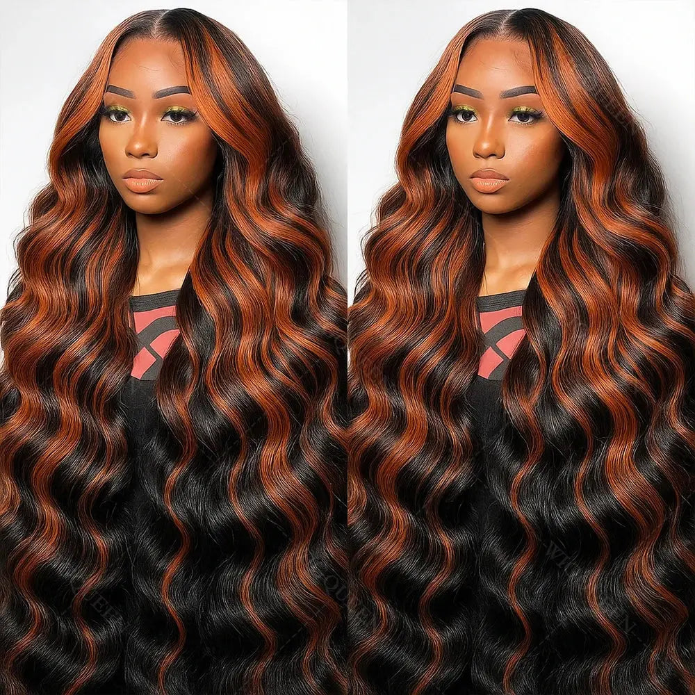 Upgraded 1B/30 Balayage Body Wave 13x4 Highlight Lace Front Human Hair Wig Vietnamese Omber Brown Colored Wig Human Hair JNi3 shop