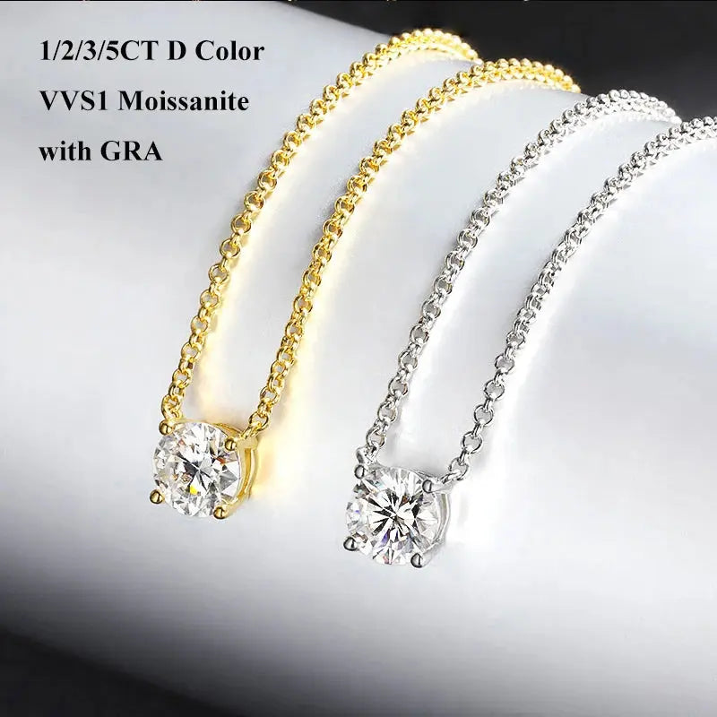 EWYA Luxury 1/2/3/5CT Real D Color Moissanite Pendant Necklace For Women Men 925 Silver Plated 18K Bridal Neck Fine Jewelry Gift JNi3 shop