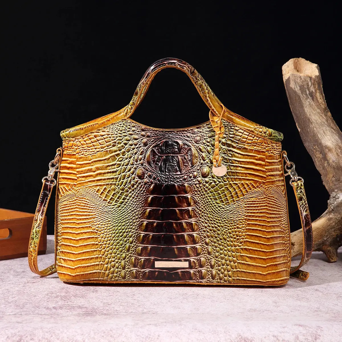 crocodile pattern colorful solid color high-end retro women's handbag JNi3 shop