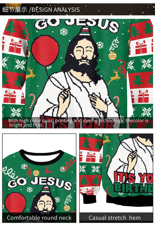 Ugly Christmas Hoodie Green Jumpers 3D Funny Printed Holiday Party Xmas Sweatshirt for Party Birthday Xmas Sweatshirt 2026 JNi3 shop