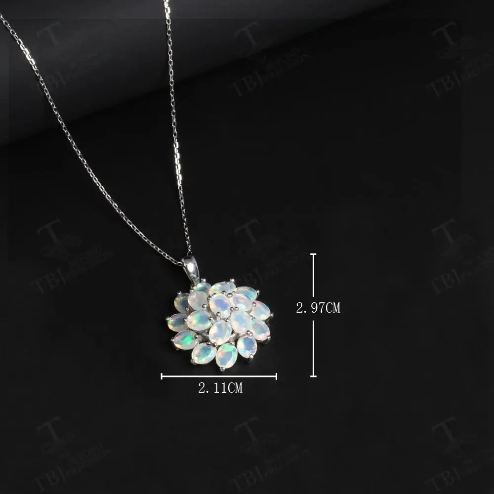 Luxury 4.2ct opal pendant 45cm necklace Pure 925 Silver natural ethiopia gemstones fine jewelry for women anniversary party gift JNi3 shop