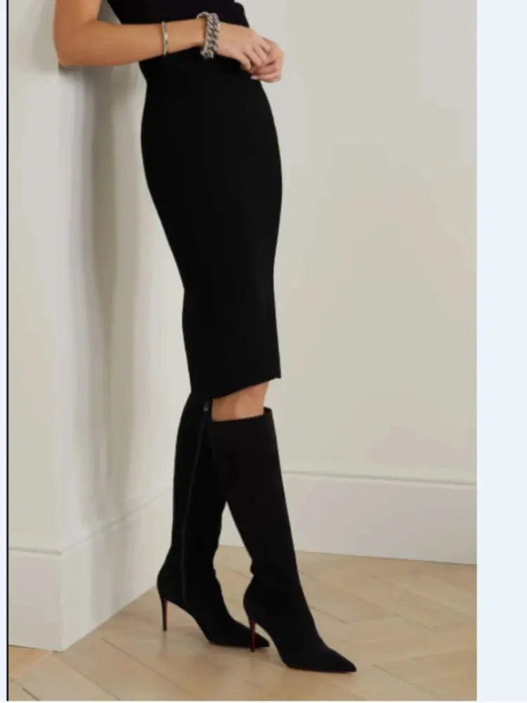 sexy suede leopardprint pointed banquetboots JNi3 shop