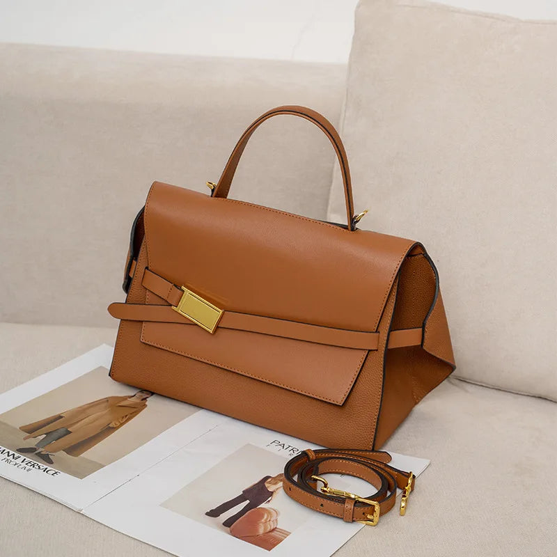 quality leather tote bags women square handbags luxury designer commuter shoulder crossbody bag large capacity