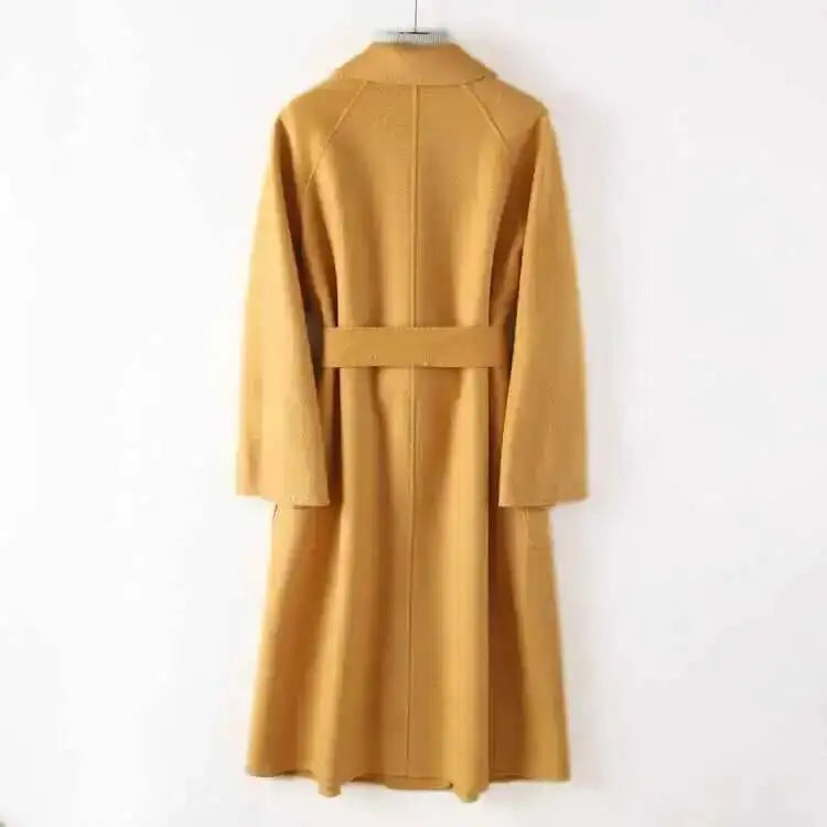 LANMREM 2025 High-End Water Ripple Double-Sided Wool Coat | Long Robe-Style