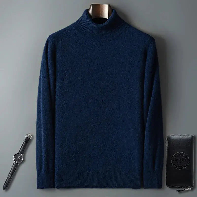 100% Male Mink Cashmere Sweater Solid Color Turtleneck Thick Autumn And Winter Loose Large Size Turtleneck Wool Bottoming Shirt JNi3 shop
