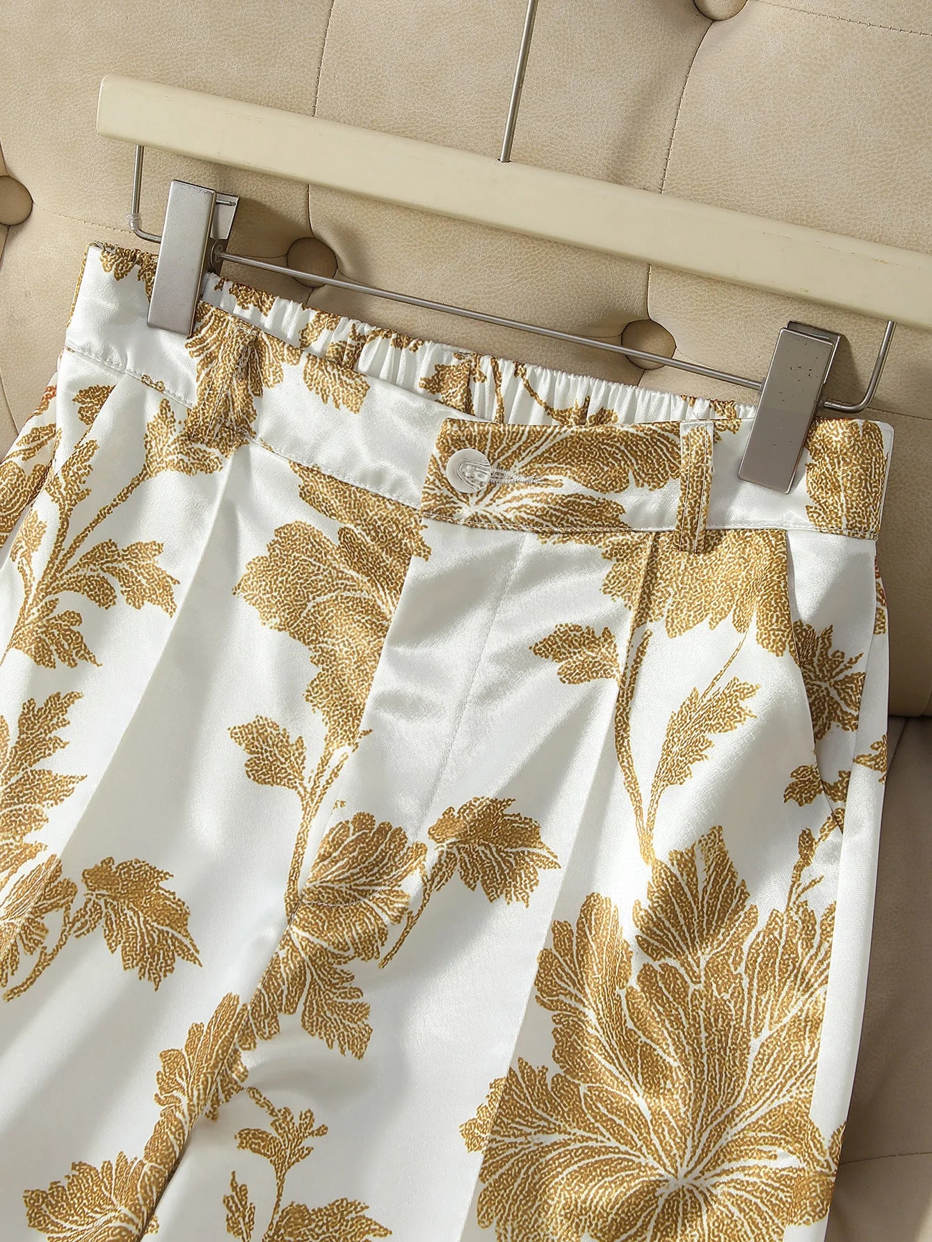 Elegant Fashion Casual Glamorous Long Pants with Exquisite Print Design, Satin Stylish Trousers, Available in all seasons