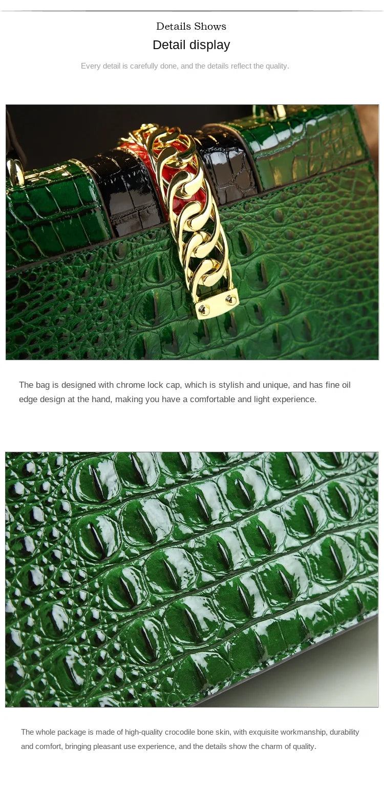 Genuine Leather Shoulder Crossbody Bag Crocodile Small Hard Square Portable Messenger Bags