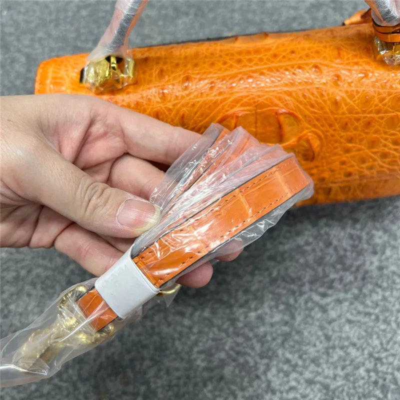 Genuine Alligator Skin Key Lock Closure Lady Small Green Handbag Authentic Crocodile Leather Women Flap Purse Cross Shoulder Bag