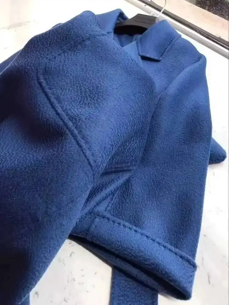 LANMREM 2025 High-End Water Ripple Double-Sided Wool Coat | Long Robe-Style