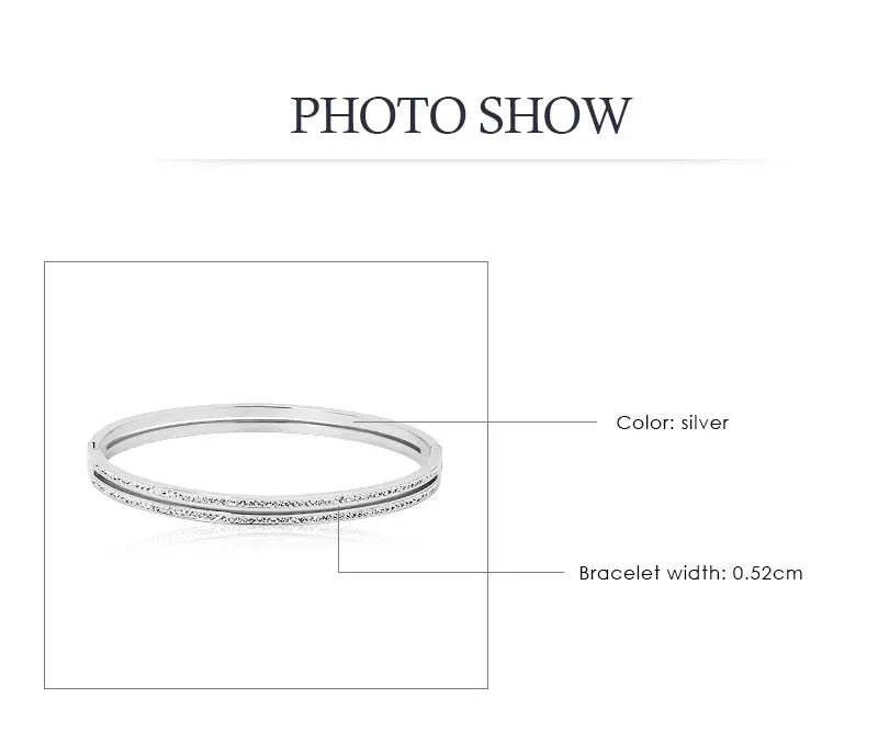 MOONLIGHT Fashion Cubic Zirconia Cuff Bangles for Women Trendy Titanium Steel Circular Classic Bracelet Female Jewelry Gift JNi3 shop