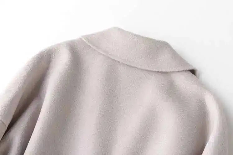 LANMREM 2025 High-End Water Ripple Double-Sided Wool Coat | Long Robe-Style