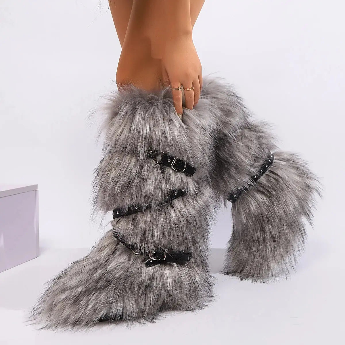 Winter Boots Women Faux Fur Snow Boots Warm Platform Long Boots Cute Plush Over Knee High Boots Y2K Girls Outdoor Furry Shoes JNi3 shop